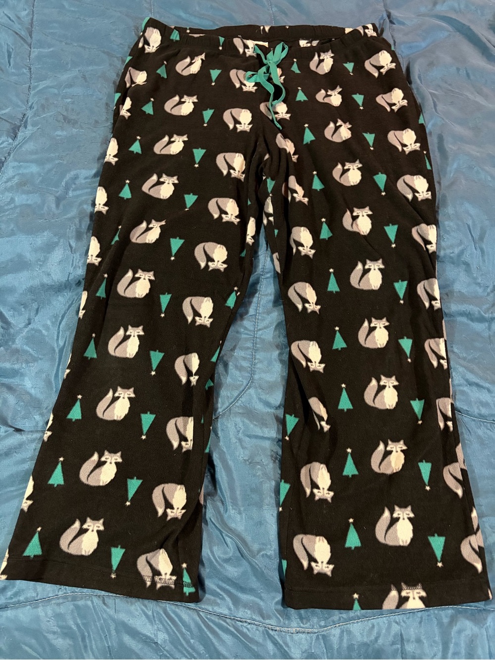 Sonoma Black Fox Print Pajama Pants - Teal Accents